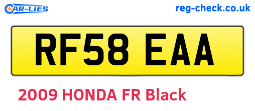 RF58EAA are the vehicle registration plates.