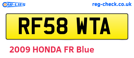 RF58WTA are the vehicle registration plates.