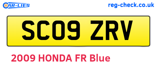 SC09ZRV are the vehicle registration plates.