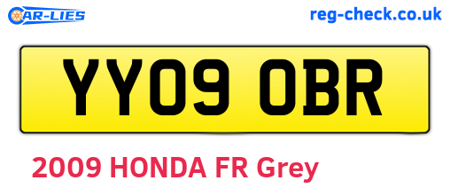 YY09OBR are the vehicle registration plates.