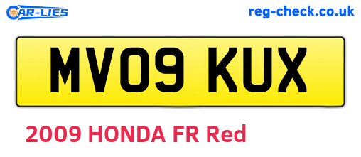 MV09KUX are the vehicle registration plates.