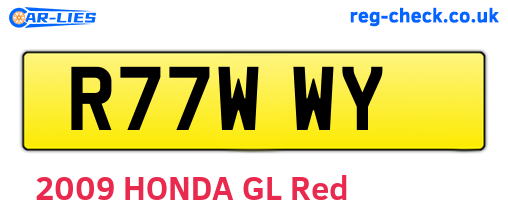R77WWY are the vehicle registration plates.