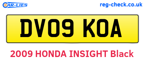 DV09KOA are the vehicle registration plates.