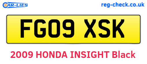 FG09XSK are the vehicle registration plates.
