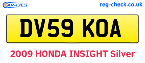 DV59KOA are the vehicle registration plates.