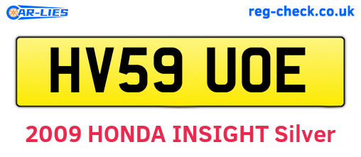 HV59UOE are the vehicle registration plates.