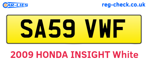 SA59VWF are the vehicle registration plates.