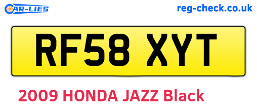 RF58XYT are the vehicle registration plates.