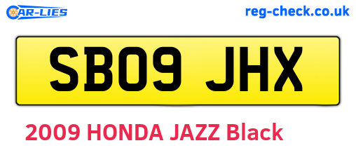 SB09JHX are the vehicle registration plates.