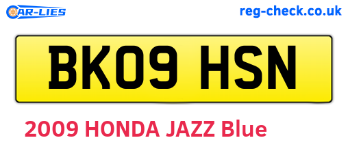 BK09HSN are the vehicle registration plates.