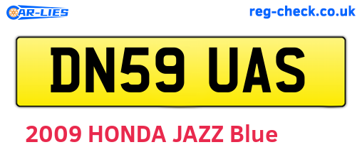 DN59UAS are the vehicle registration plates.