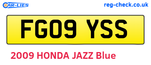 FG09YSS are the vehicle registration plates.