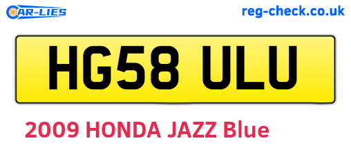 HG58ULU are the vehicle registration plates.