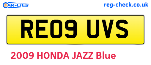 RE09UVS are the vehicle registration plates.