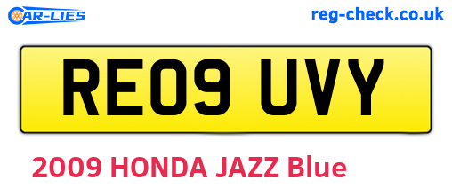 RE09UVY are the vehicle registration plates.