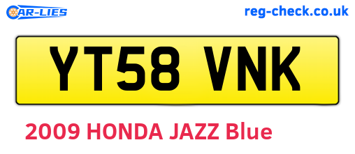 YT58VNK are the vehicle registration plates.