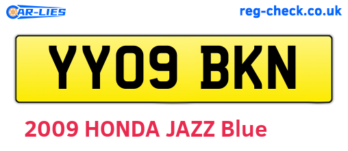 YY09BKN are the vehicle registration plates.