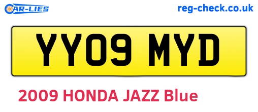 YY09MYD are the vehicle registration plates.