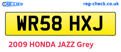 WR58HXJ are the vehicle registration plates.