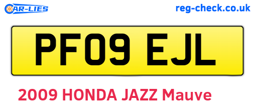 PF09EJL are the vehicle registration plates.