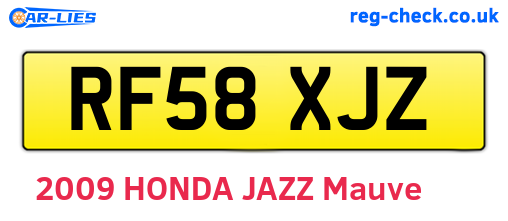 RF58XJZ are the vehicle registration plates.