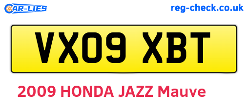 VX09XBT are the vehicle registration plates.