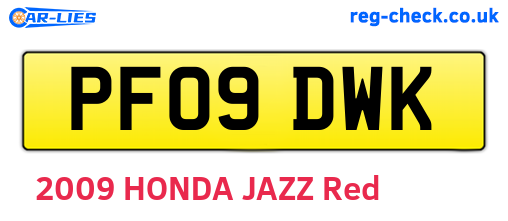 PF09DWK are the vehicle registration plates.
