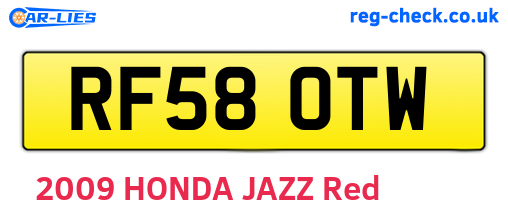 RF58OTW are the vehicle registration plates.