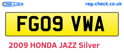FG09VWA are the vehicle registration plates.