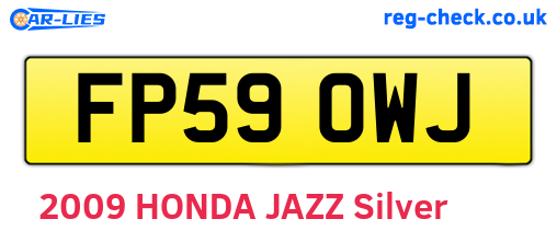 FP59OWJ are the vehicle registration plates.