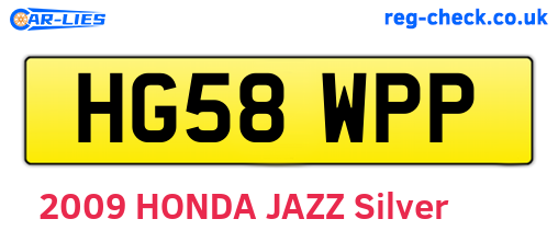 HG58WPP are the vehicle registration plates.