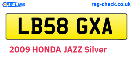 LB58GXA are the vehicle registration plates.