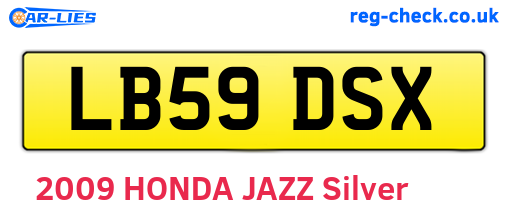LB59DSX are the vehicle registration plates.