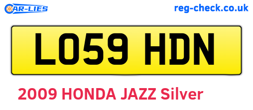 LO59HDN are the vehicle registration plates.