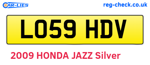 LO59HDV are the vehicle registration plates.