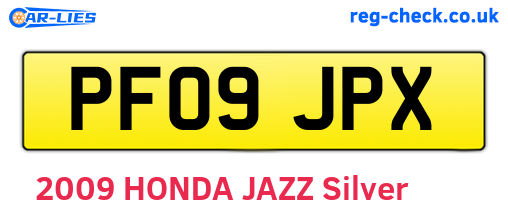 PF09JPX are the vehicle registration plates.