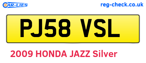 PJ58VSL are the vehicle registration plates.