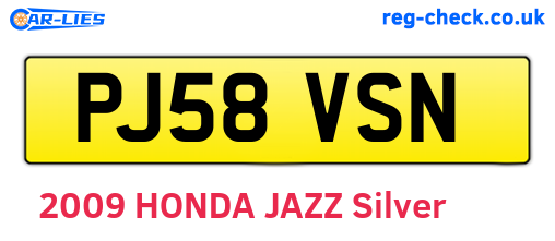 PJ58VSN are the vehicle registration plates.