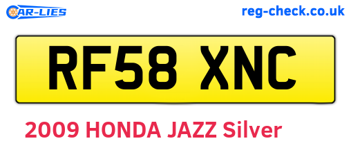 RF58XNC are the vehicle registration plates.
