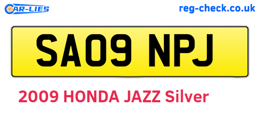 SA09NPJ are the vehicle registration plates.