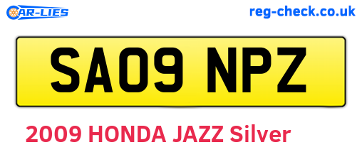 SA09NPZ are the vehicle registration plates.