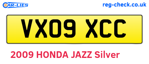 VX09XCC are the vehicle registration plates.
