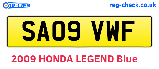 SA09VWF are the vehicle registration plates.