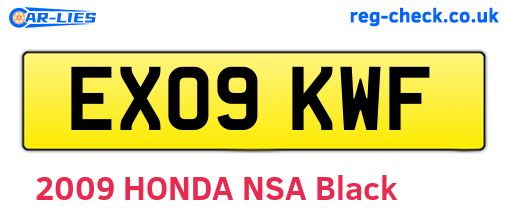 EX09KWF are the vehicle registration plates.