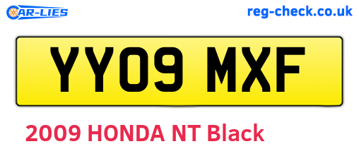 YY09MXF are the vehicle registration plates.