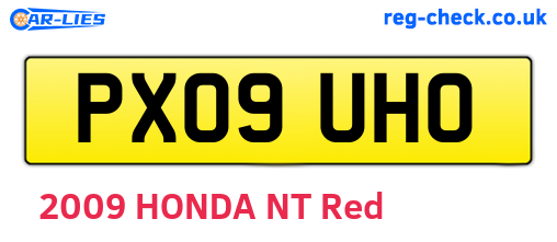 PX09UHO are the vehicle registration plates.