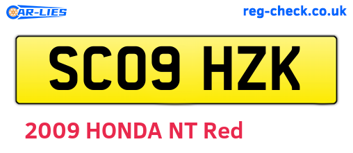 SC09HZK are the vehicle registration plates.