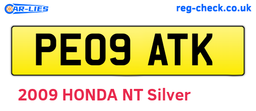 PE09ATK are the vehicle registration plates.