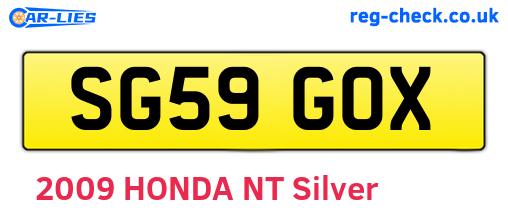 SG59GOX are the vehicle registration plates.