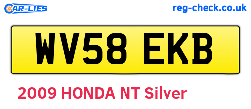 WV58EKB are the vehicle registration plates.